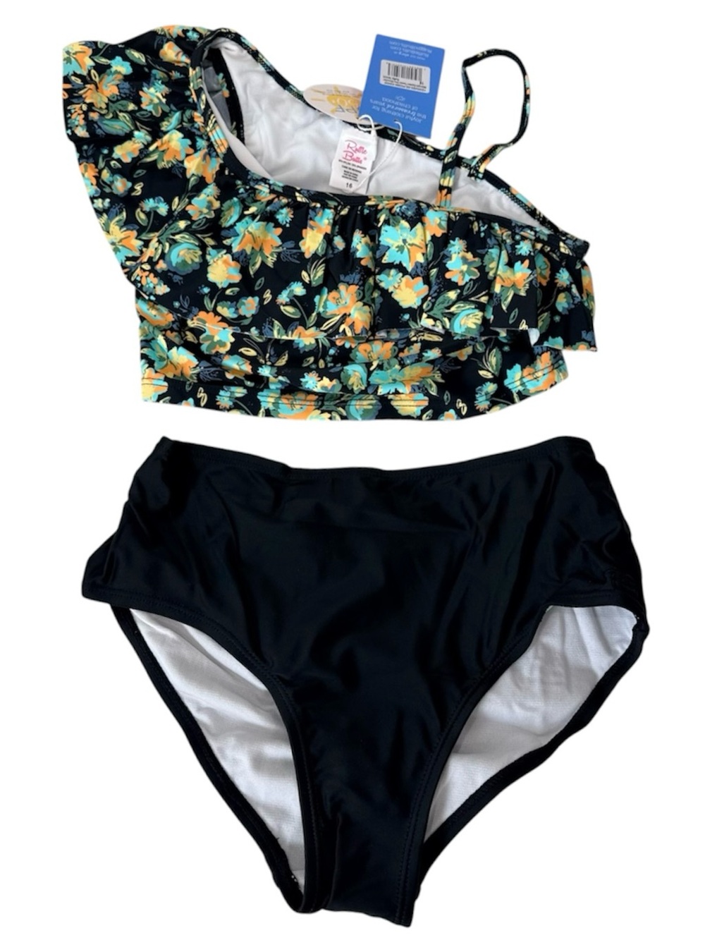 Ruffle Butts hirls NWT Tankini Set - Black & Yellow Floral size 16